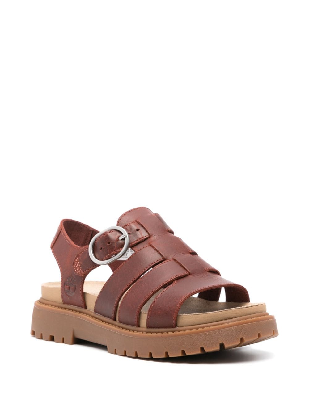 Timberland logo-debossed leather sandals - Rood