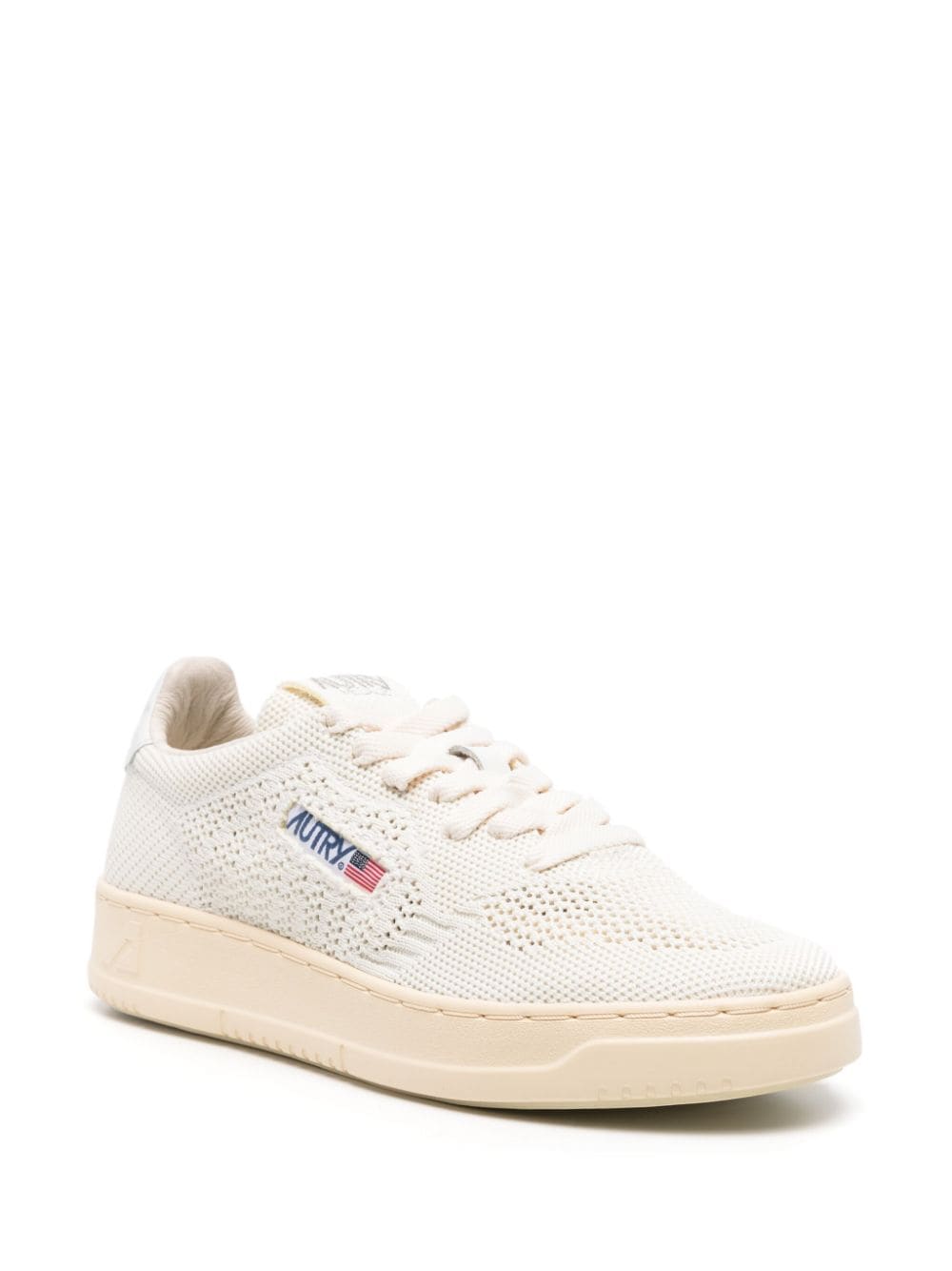 Autry logo-patch open-knit sneakers - Wit