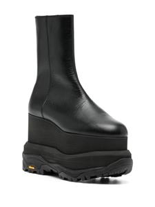 Sacai platform leather ankle boots - Zwart