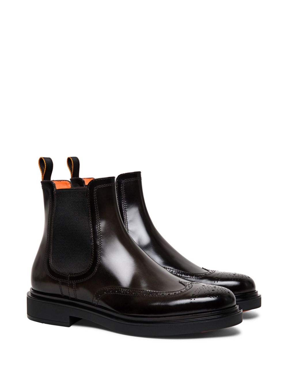 Santoni perforated leather Chelsea boots - Bruin