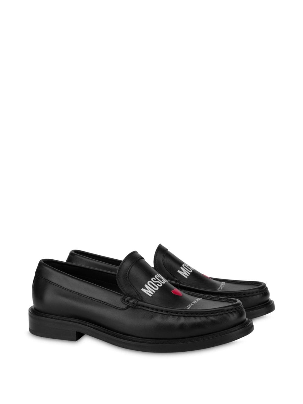 Moschino Leren loafers met logoprint - Zwart