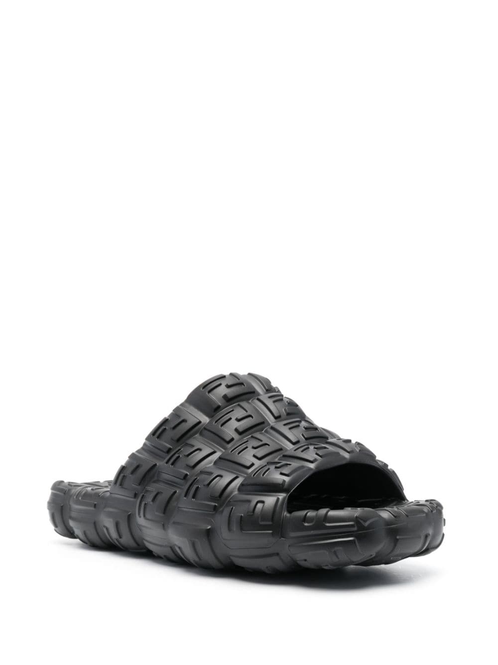FENDI Slippers met logo-reliëf - Zwart
