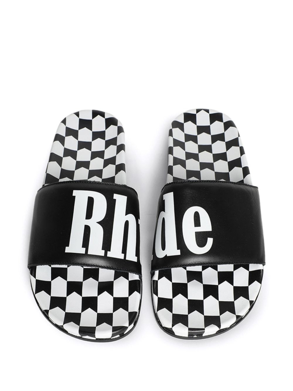 RHUDE logo-print leather slides - Zwart