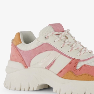 Supercracks dames dad sneakers wit roze