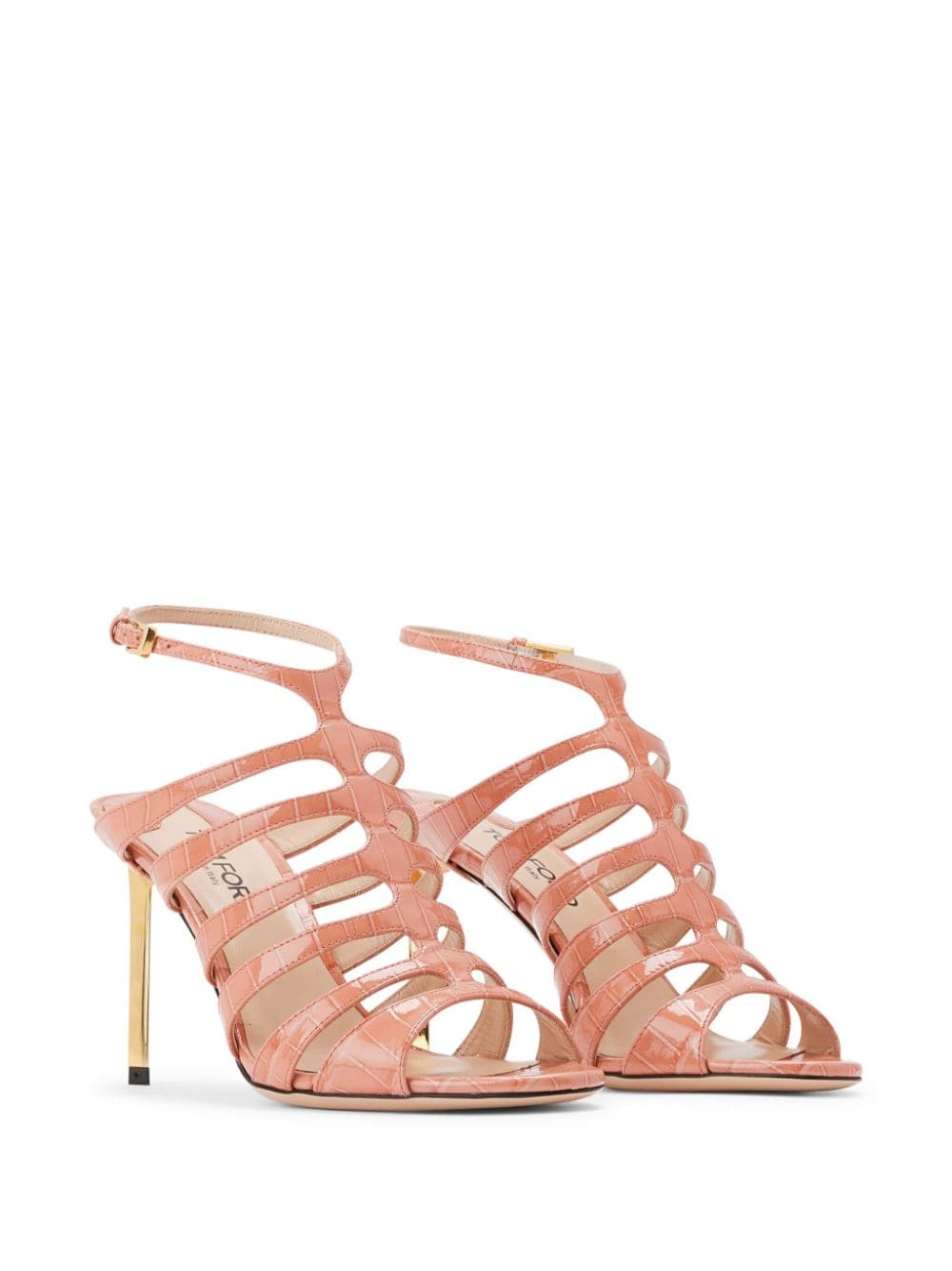 TOM FORD 85mm crocodile-embossed leather sandals - Roze