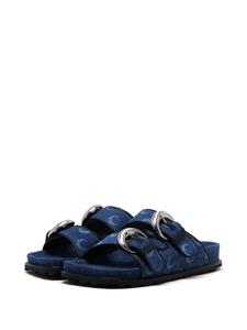 Marine Serre denim Moon-print sandals - Blauw