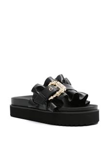 Versace Jeans Couture Slippers met logo gesp - Zwart