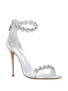 Casadei 100mm metallic leather sandals - Zilver