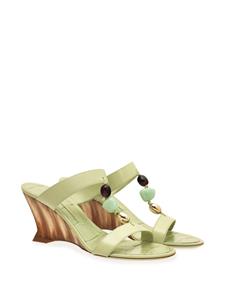 Ferragamo beaded wedge sandals - Groen
