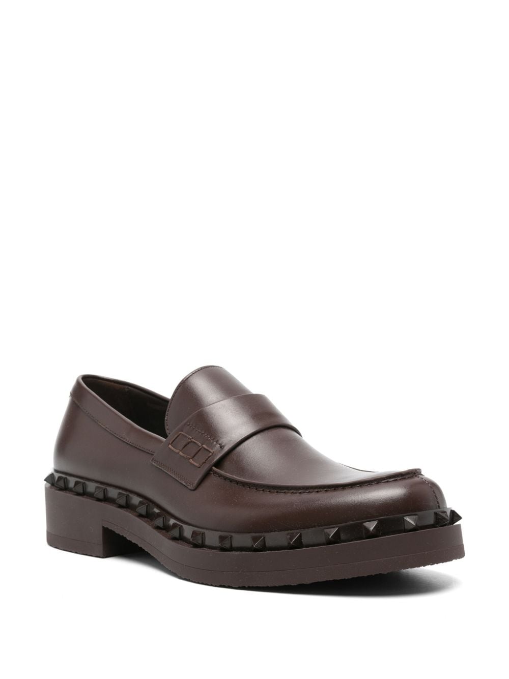 Valentino Garavani Rockstud M-Way leather loafers - Bruin