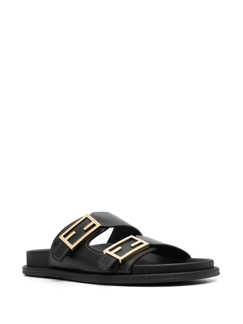 FENDI Feel slippers met logogesp - Zwart