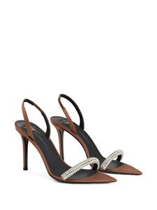 Giuseppe Zanotti Intriigo Galassia 90 mm satijnen sandalen met stras - Bruin