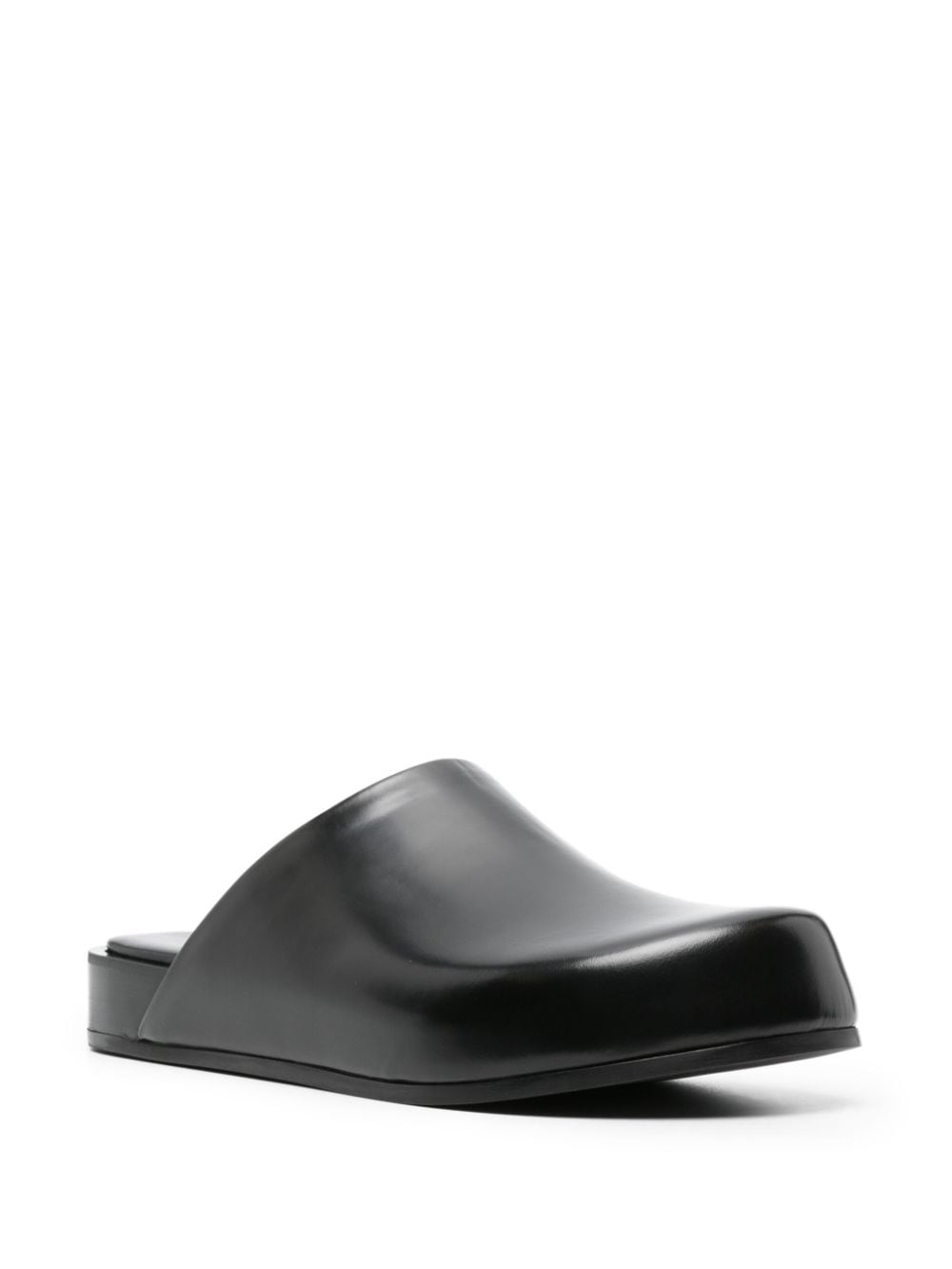 Ferragamo round-toe leather slippers - Zwart
