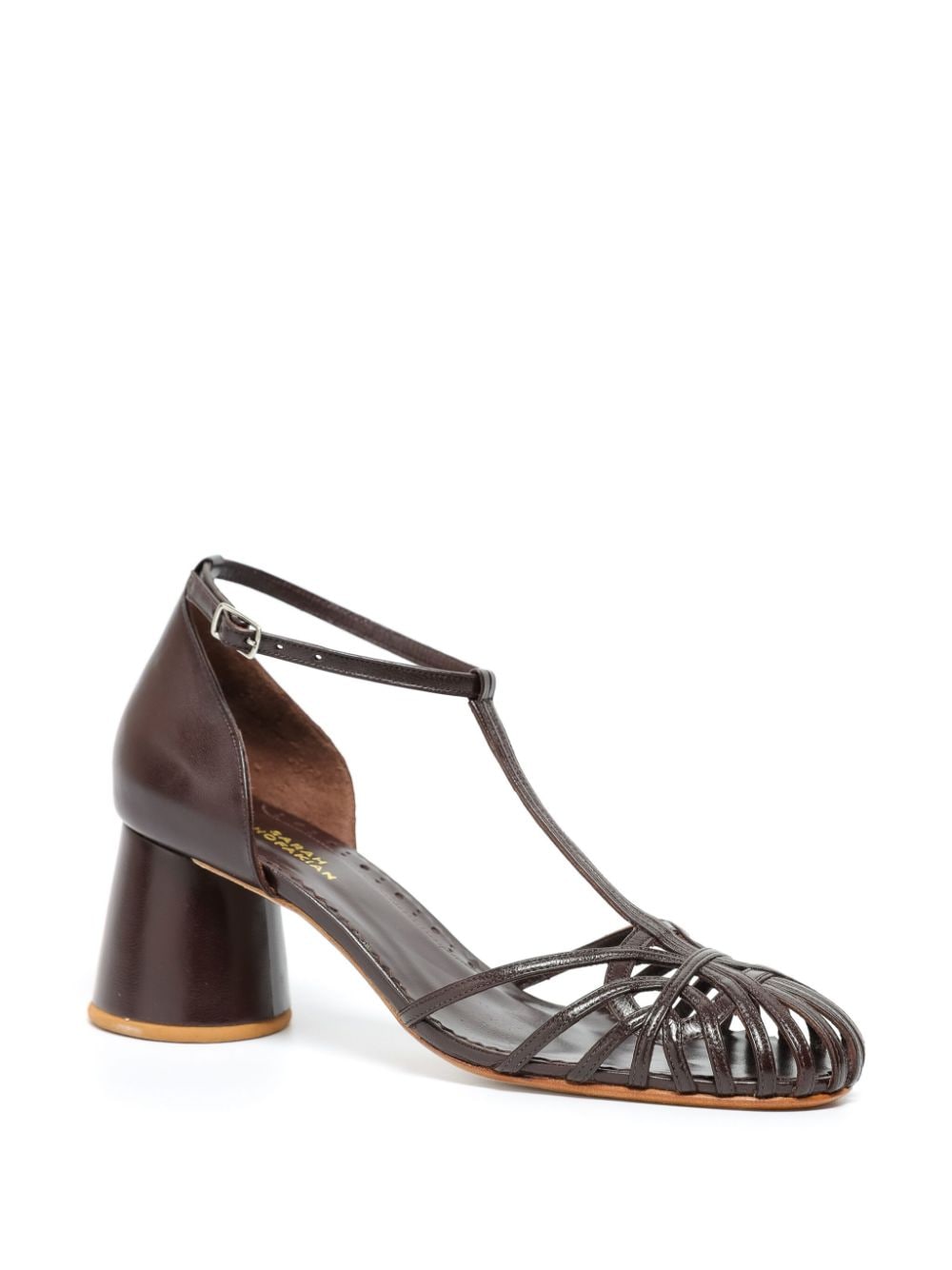 Sarah Chofakian Eugenie 65mm caged leather pumps - Bruin