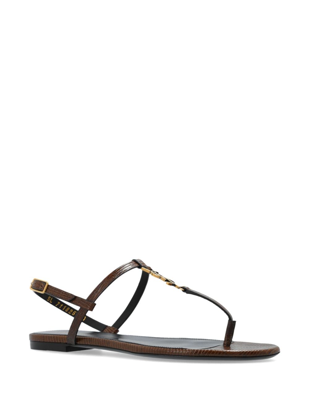 Saint Laurent Cassandre-plaque leather sandals - Bruin