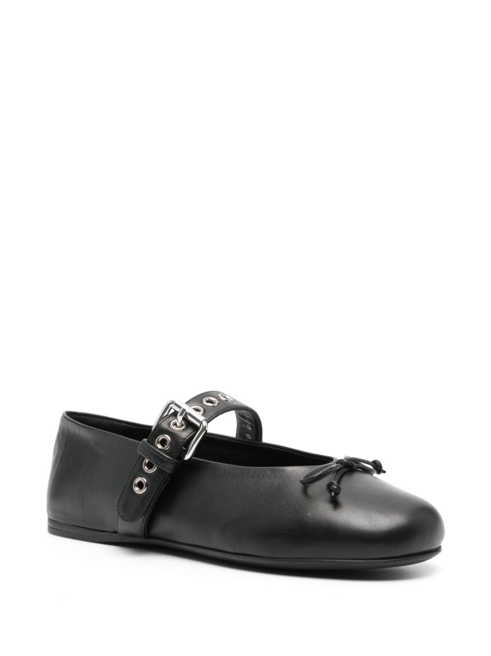 Miu Miu leather ballerina shoes - Zwart