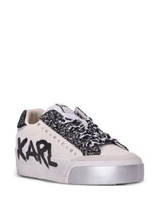 Karl Lagerfeld Skool Max Karl Graffiti leather trainers - Beige
