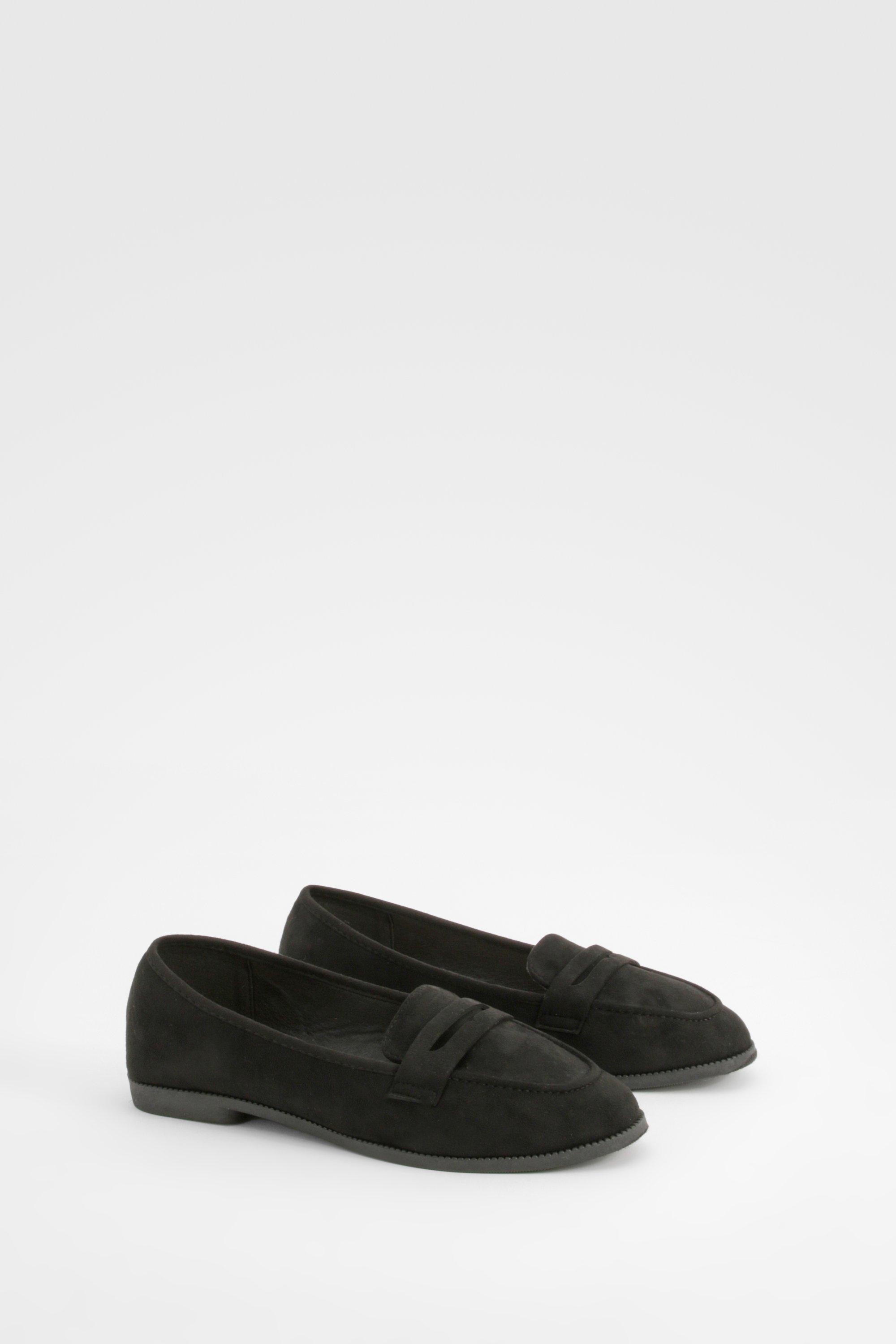 Boohoo Wide Fit Loafers, Black