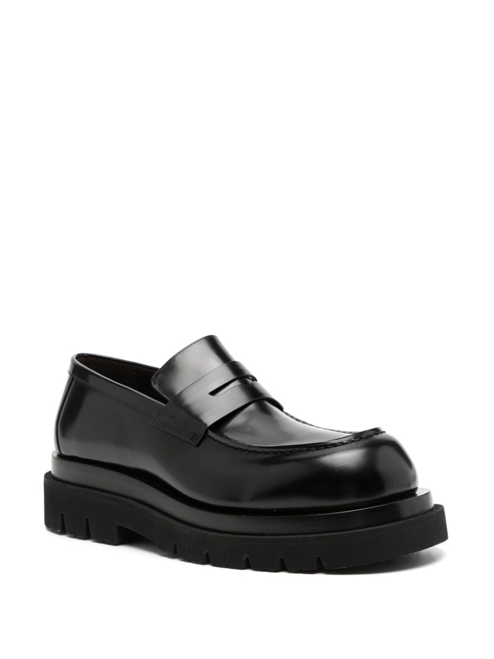 Bottega Veneta Lug polished leather loafers - Zwart