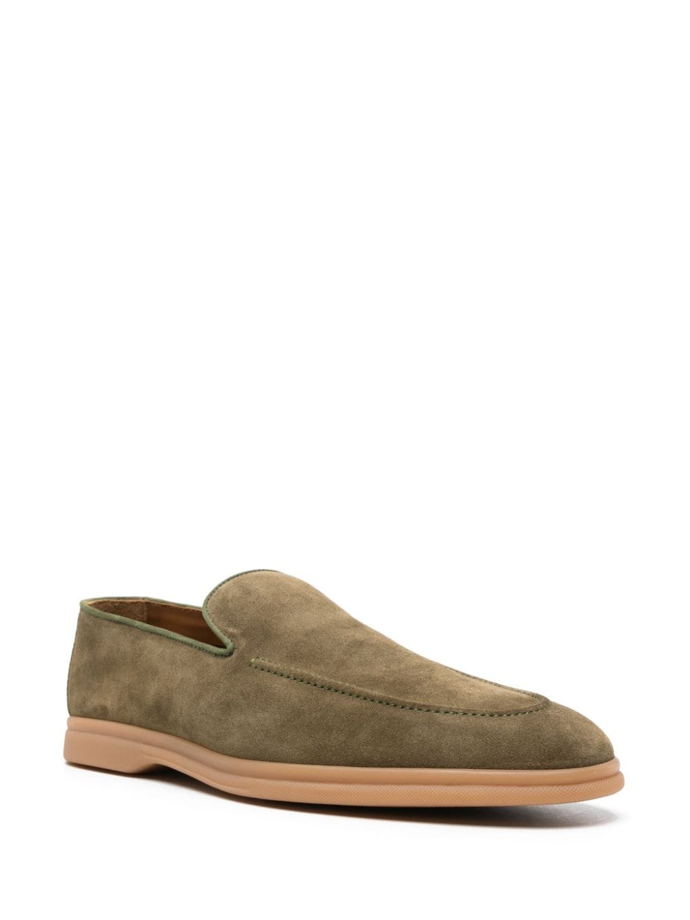 Doucal's almond-toe suede loafers - Groen