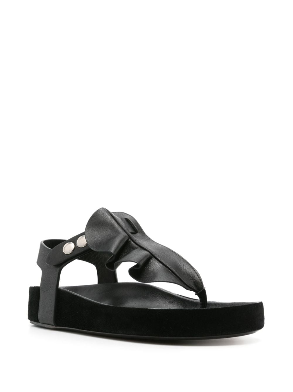 ISABEL MARANT Isela ruffle-trim leather sandals - Zwart