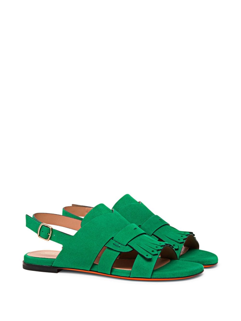 Santoni Suède sandalen met franje - Groen