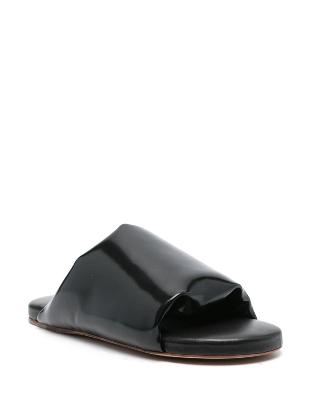 Bottega Veneta padded leather flat sandals - Zwart