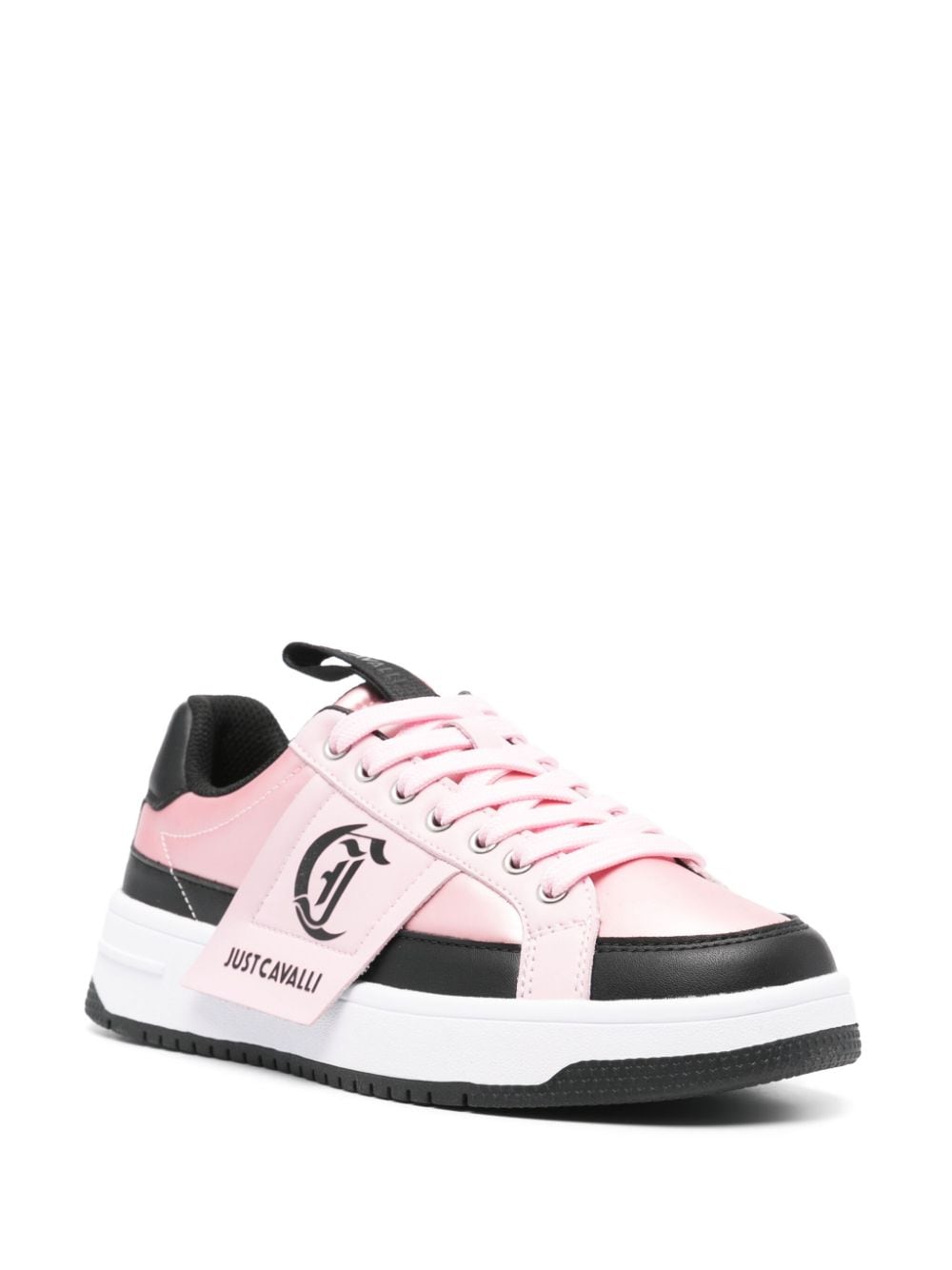 Just Cavalli logo-patch panelled sneakers - Roze