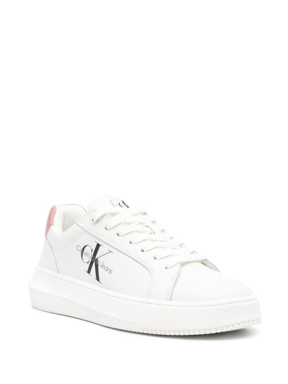 Calvin Klein Jeans logo-print leather sneakers - Wit