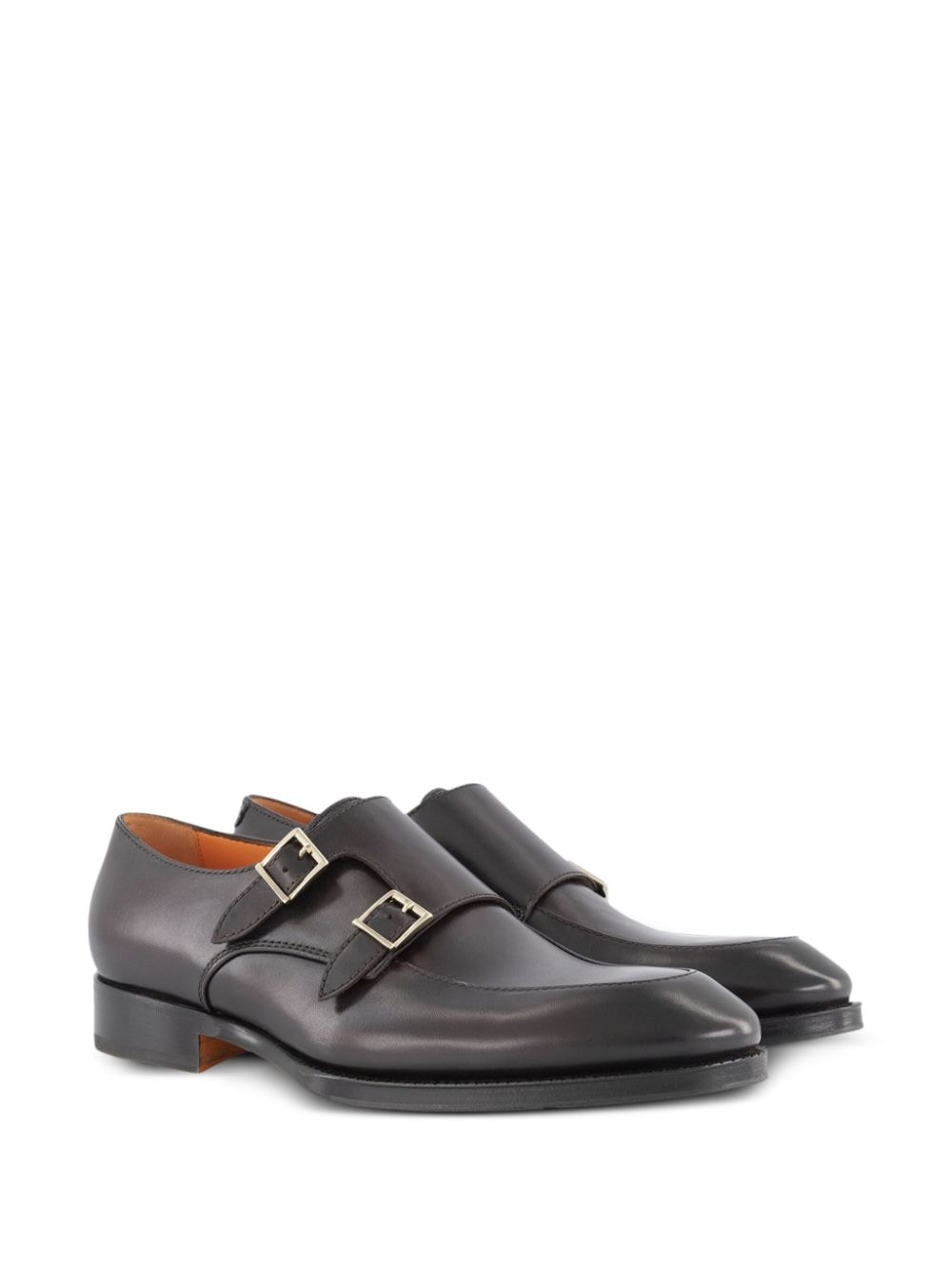 Santoni leather monk shoes - Bruin