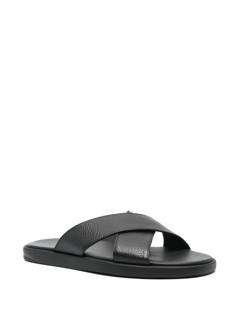 Doucal's open-toe leather slides - Zwart