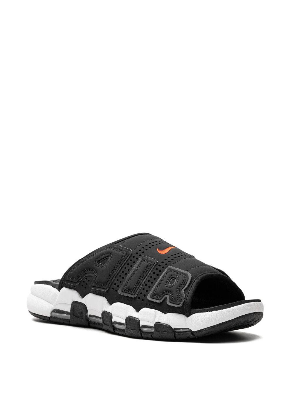 Nike Air More Uptempo Black/White/Red slippers - Zwart