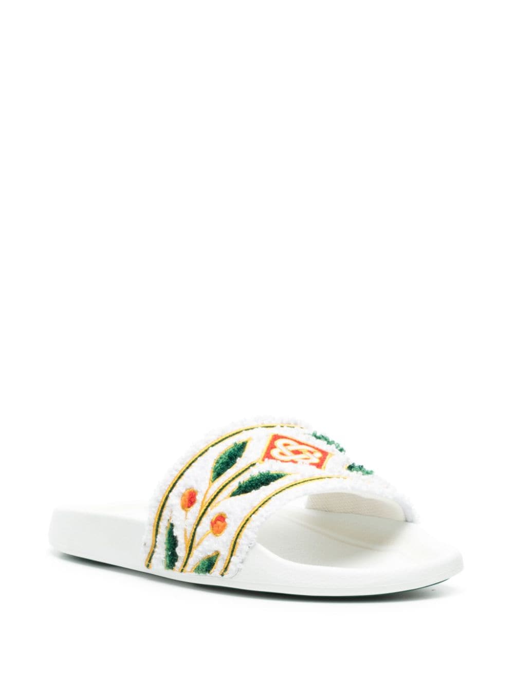 Casablanca embroidered terry-cloth slides - Wit