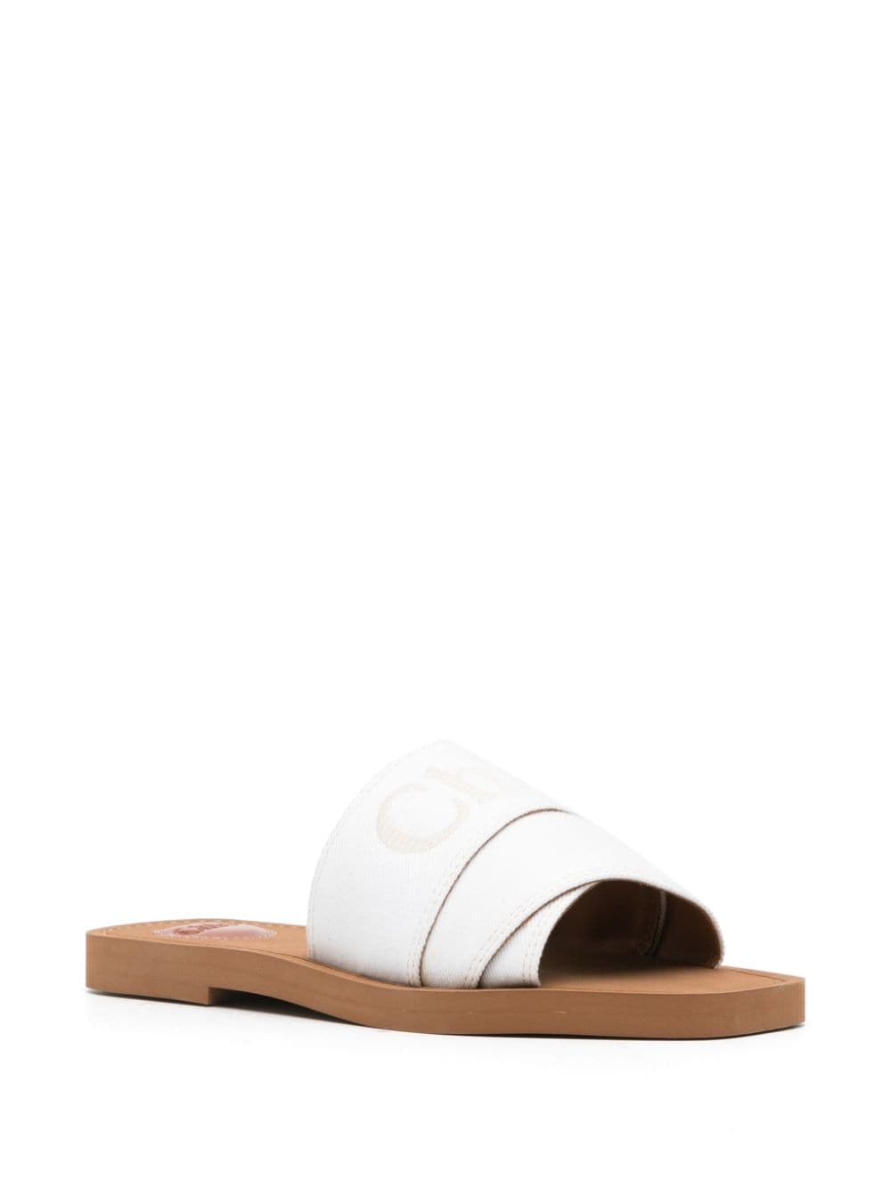 Chloé Woody logo-embroidered slides - Wit