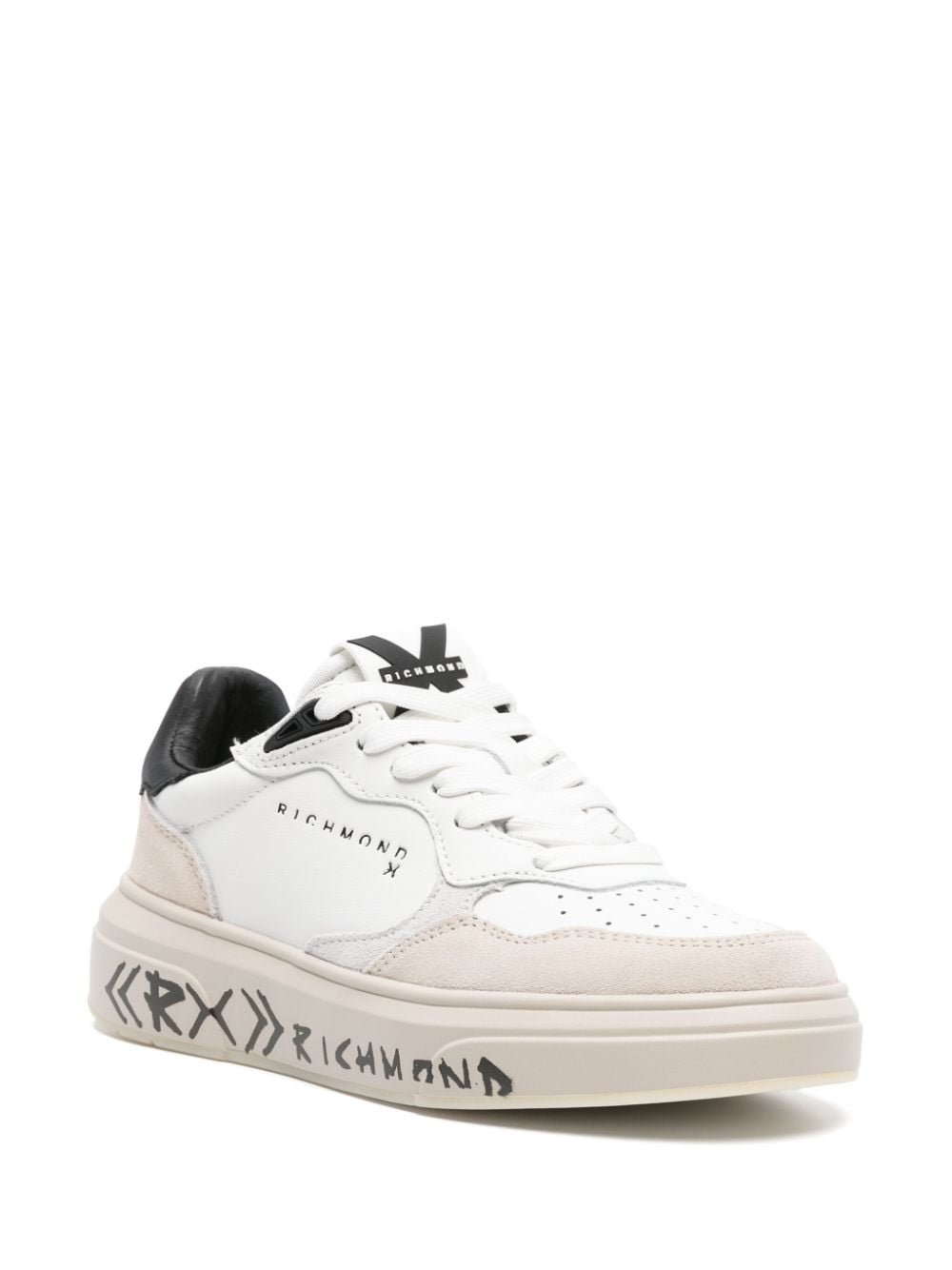John Richmond panelled leather sneakers - Wit