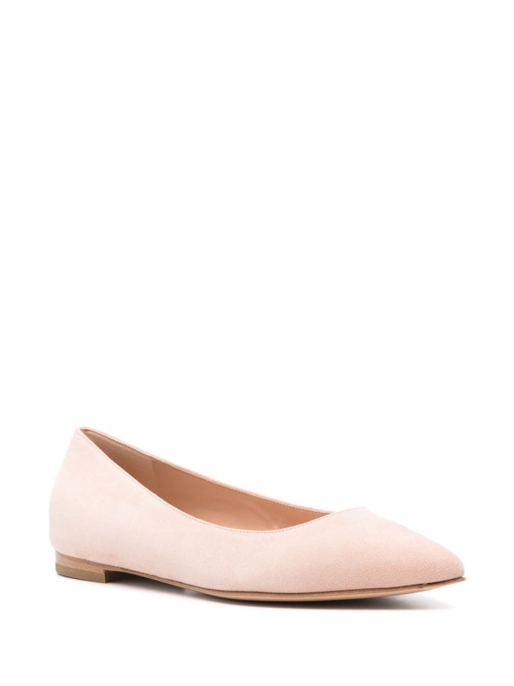 Gianvito Rossi suede pointed-toe ballerina shoes - Roze
