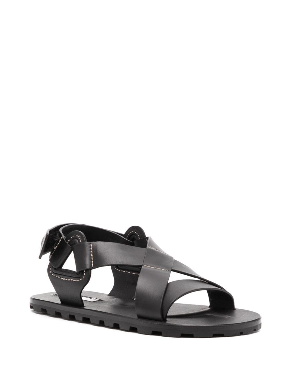 Jil Sander crossover-strap flat leather sandals - Zwart