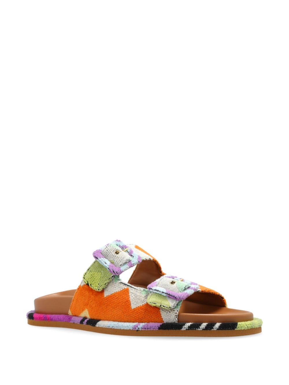 Missoni zigzag-knit buckled sandals - Oranje