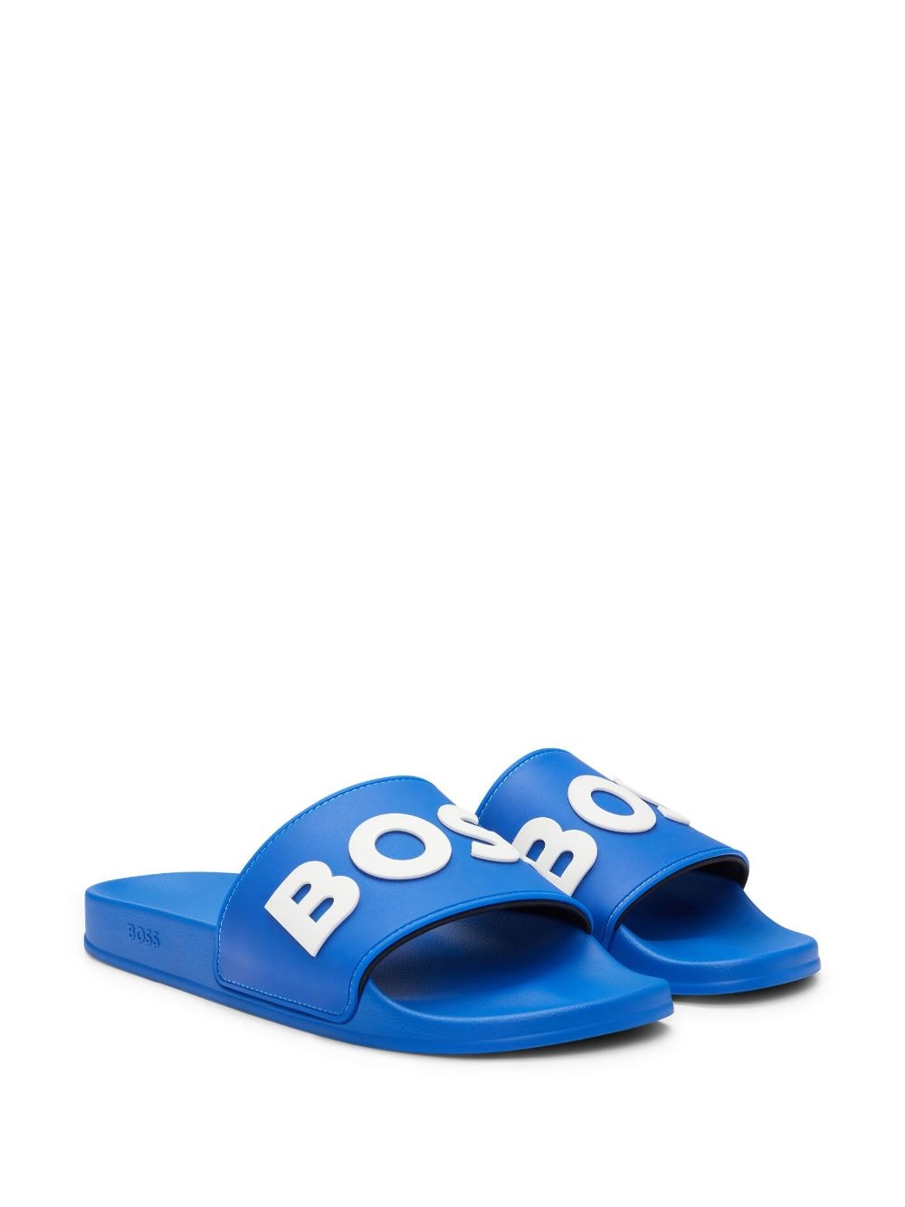 BOSS Slippers met logo-reliëf - Blauw