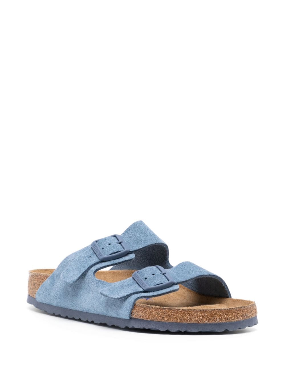 Birkenstock buckled open toe suede slippers - Blauw