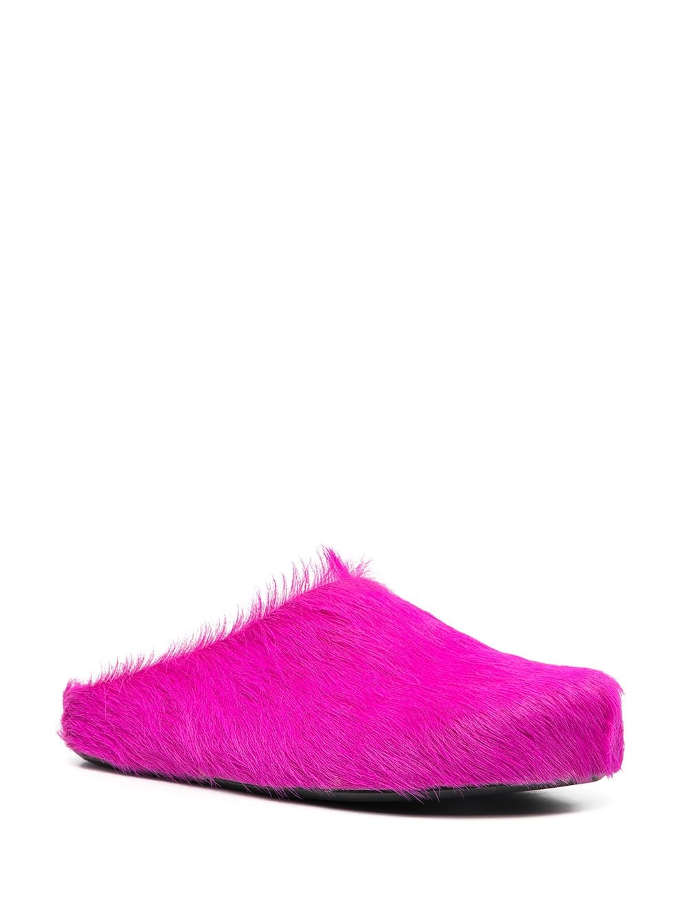 Marni Fussbett Sabot slippers met kalfshaar - Roze