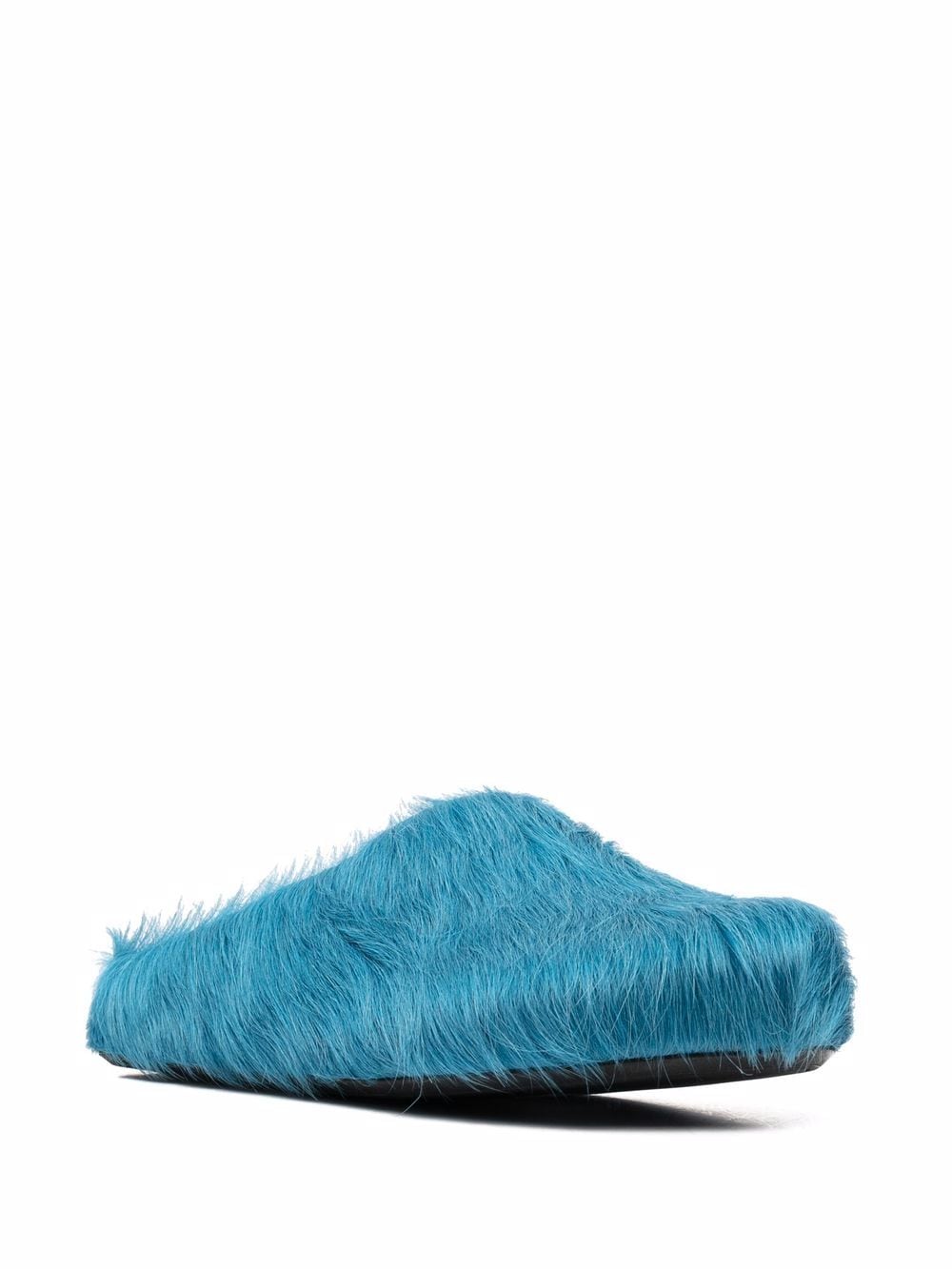 Marni Fussbett Sabot slippers met kalfshaar - Blauw
