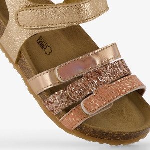 Groot leren meisjes sandalen met glitters goud