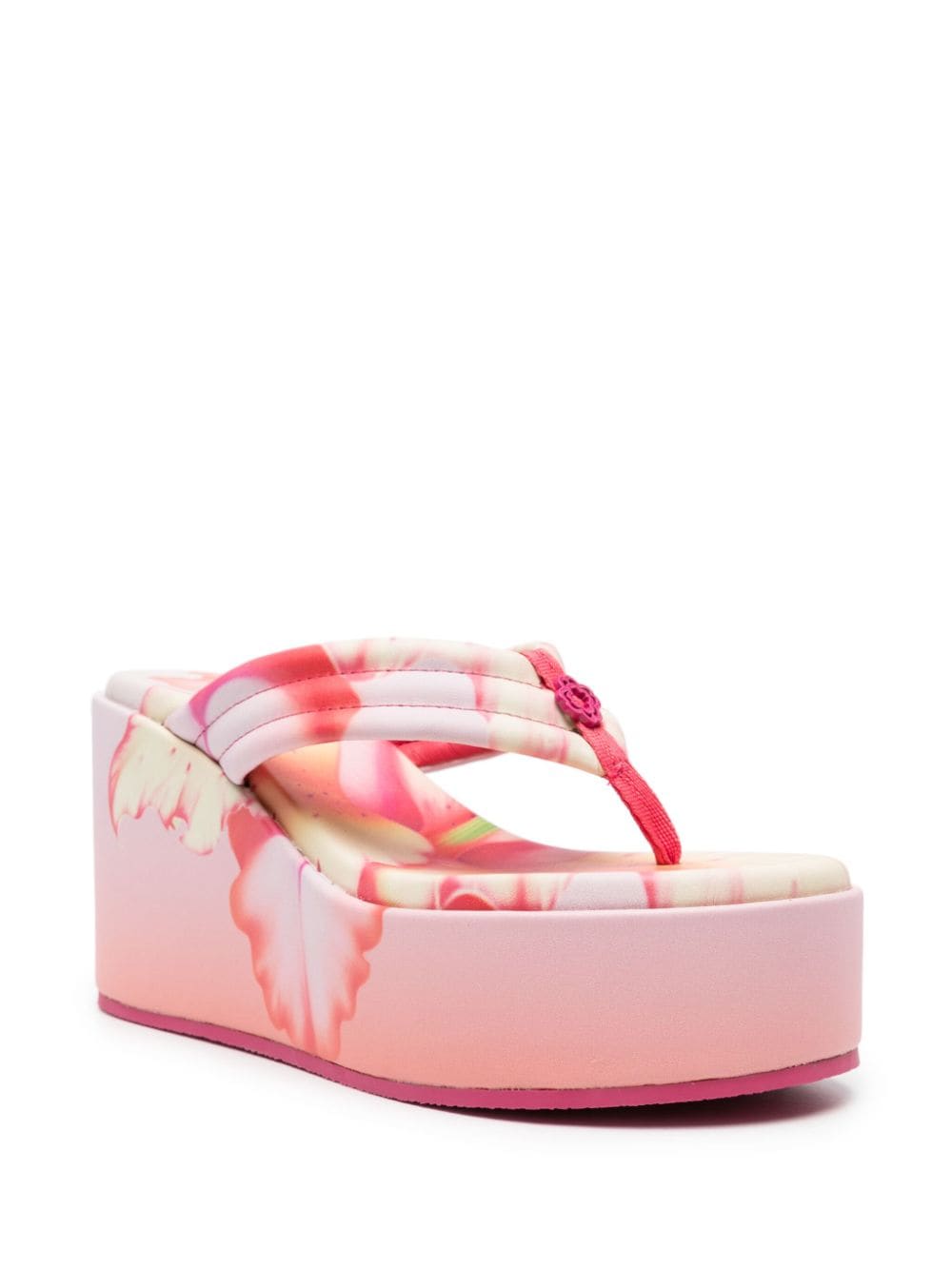 Maje 90mm floral-print leather wedge sandals - Roze