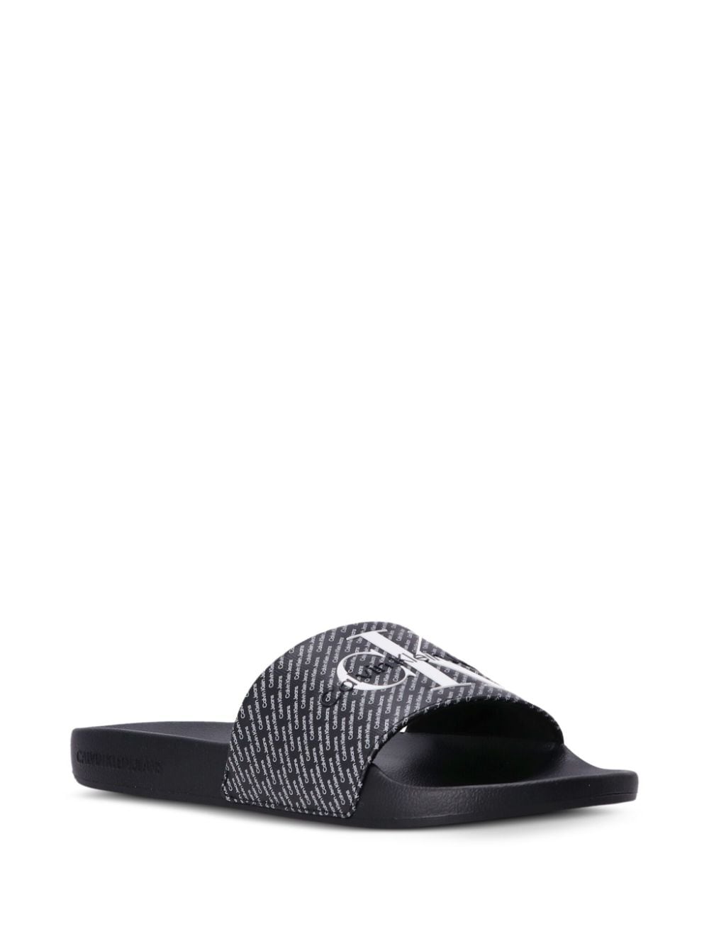 Calvin Klein Slippers met logo-reliëf - Zwart