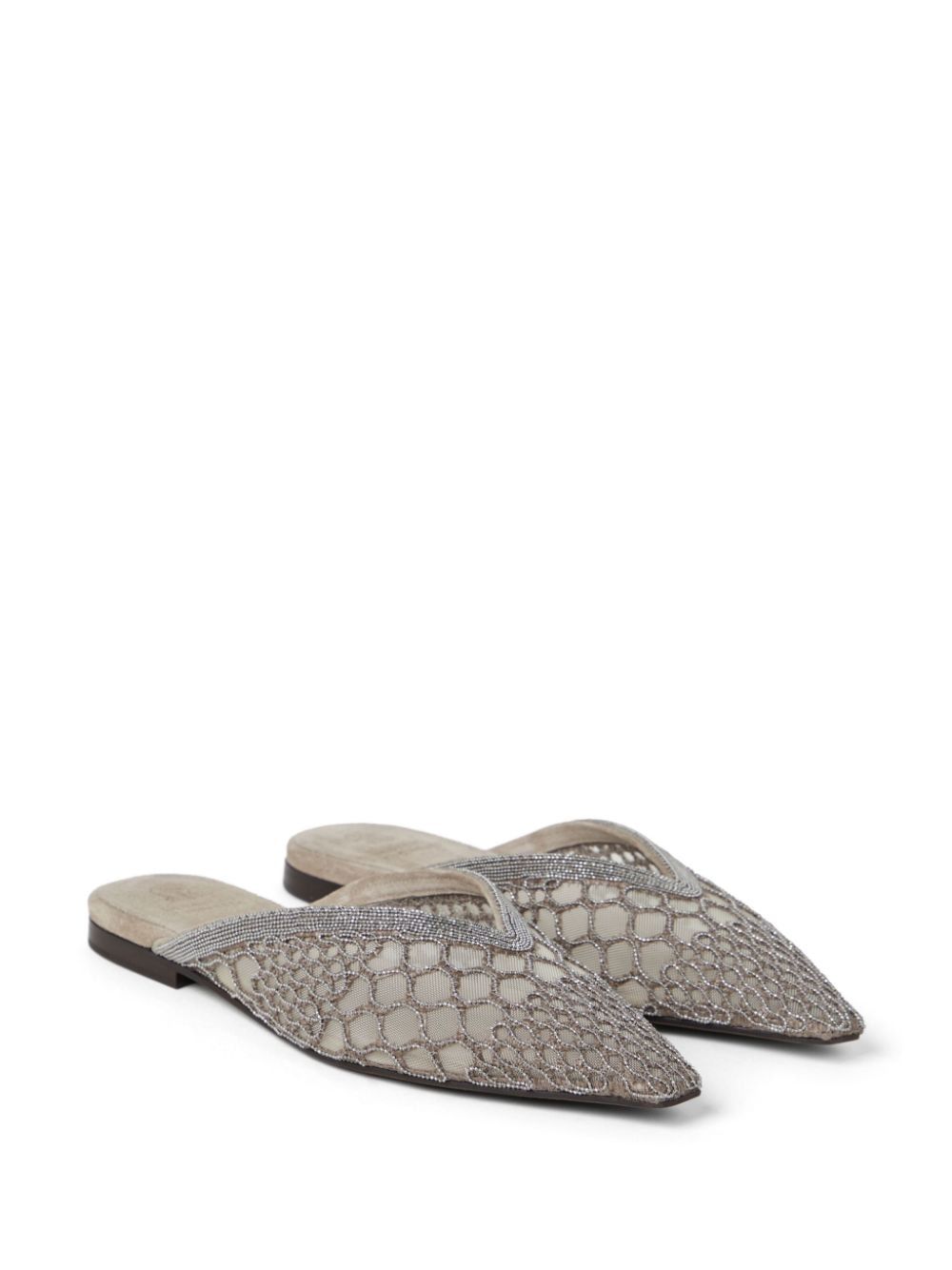 Brunello Cucinelli Monili-embellished slippers - Bruin