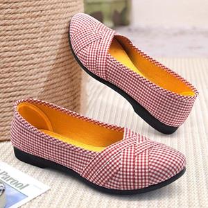 Fashion Flyshoes Plaid Flat Shoes 2024 Spring Summer Breathable Lightweight Soft-soled Shoes Soft  Cloth Shoes Shallow Casual Work Shoes Female