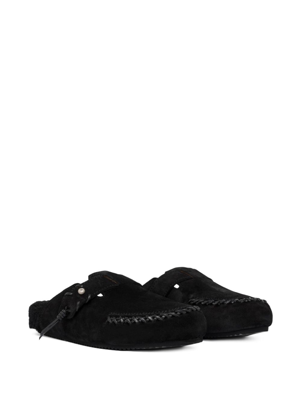 Buttero stitched suede slippers - Zwart