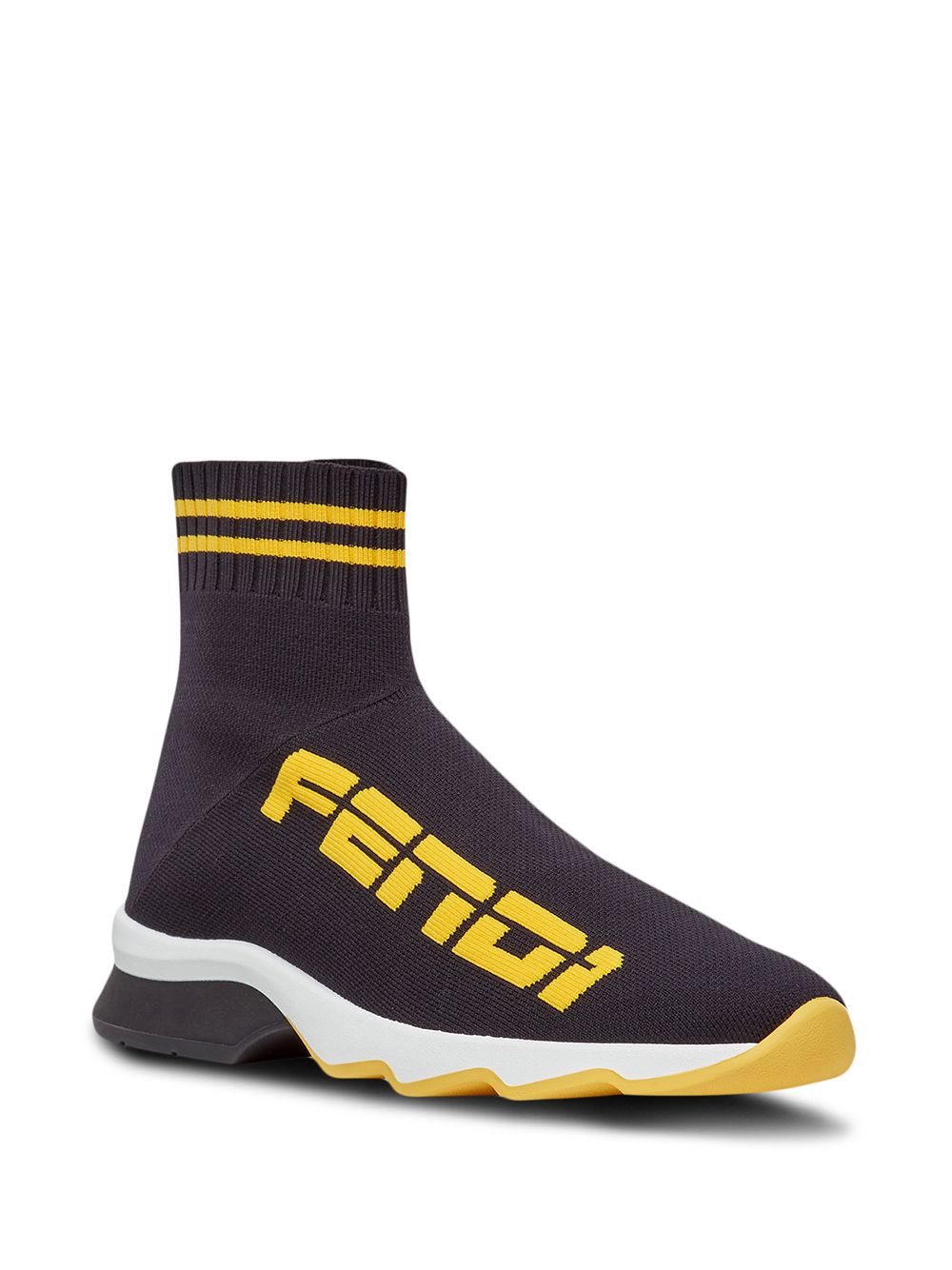 FENDI Soksneakers met logo - Zwart