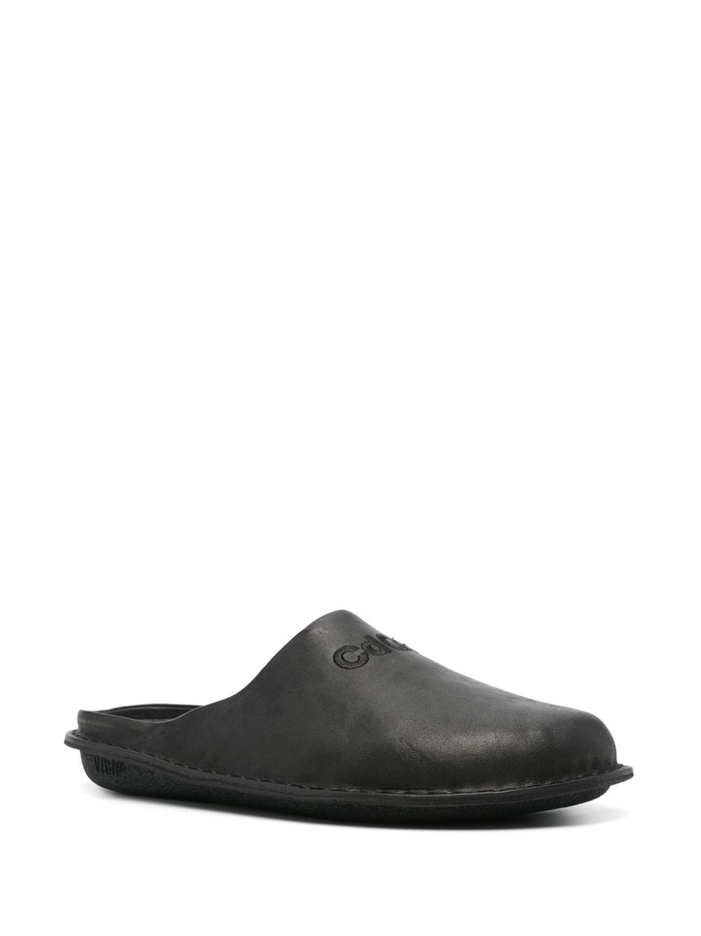 Comme des Garçons Homme logo-embroidered leather slippers - Zwart
